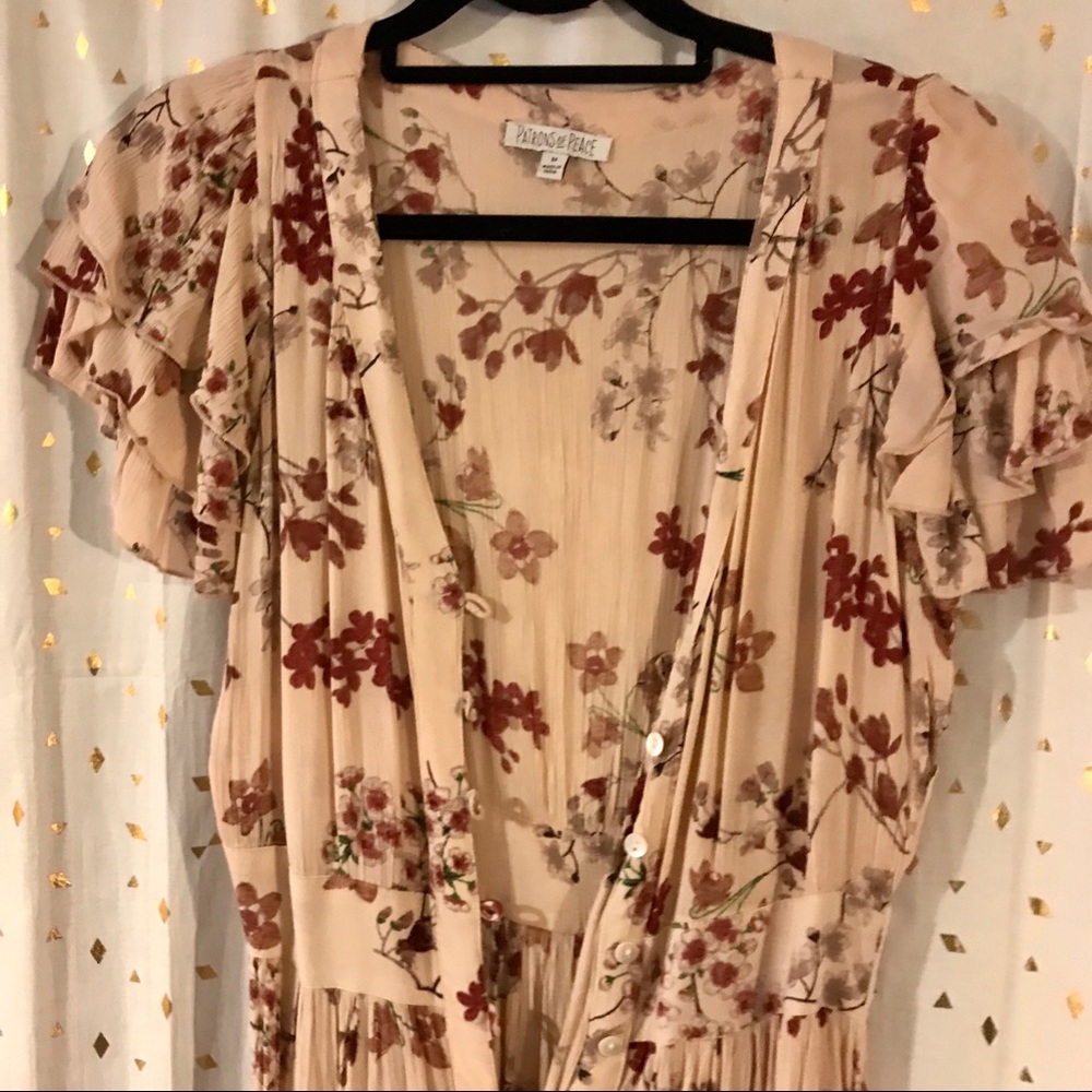 BOHO HIPPY PATRONS OF PEACE FLORAL MAXI DRESS